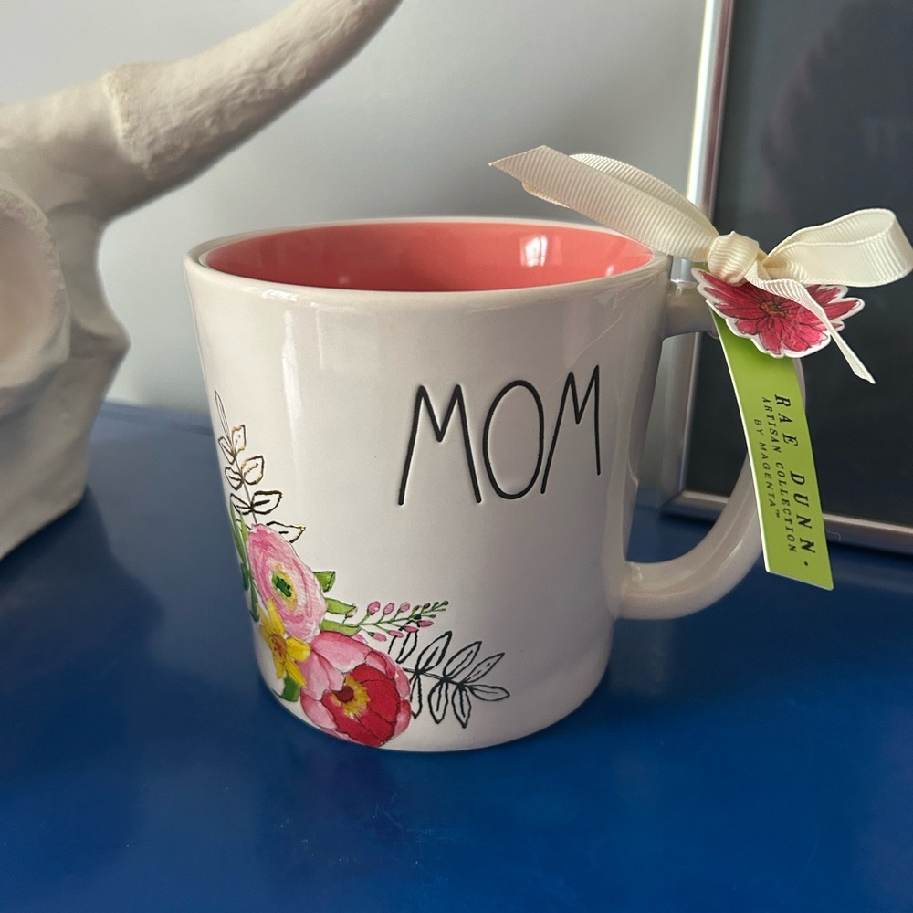 Rae Dunn White & Pink Mom Flower Floral Mug